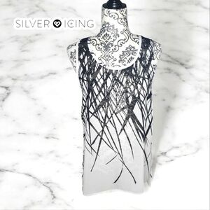 SILVER ICING Sheer Black & White Tank- Small